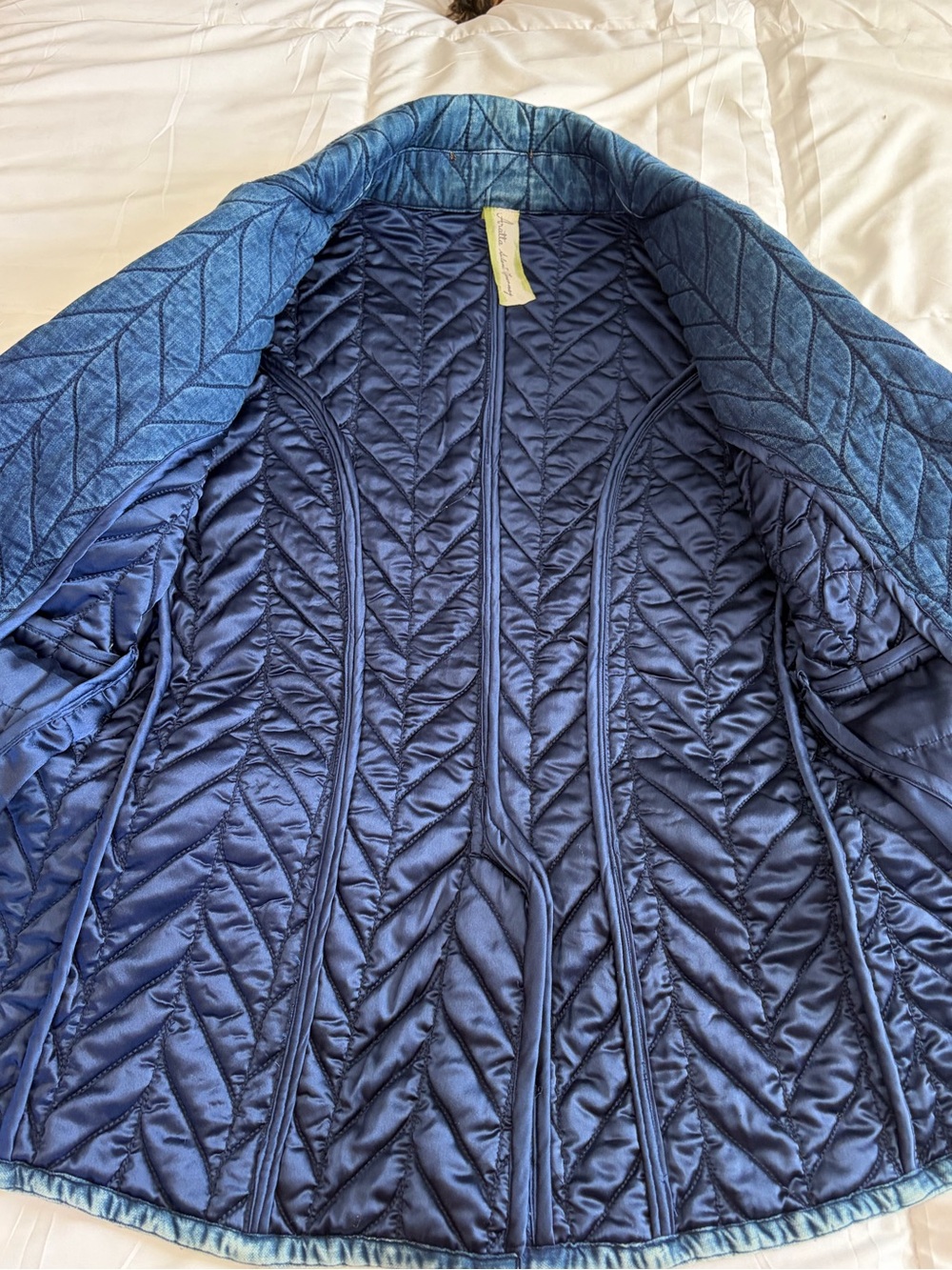 NWOT Aratta Silent Journey- Embroidered Quilted Blue Mineral Wash Blazer - Picture 4 of 16